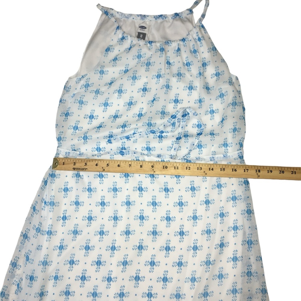 NWT Old Navy Geometric Print White Blue Long Maxi Dress - Women’s XS - Picture 4 of 12